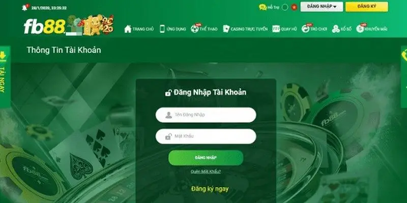 Fb88 đăng nhập bằng các thao tác đơn giản như thế nào? 2 Bảng trên màn hình có các ô ghi tên tài khoản
