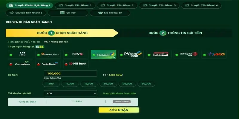 Cách rút tiền từ Fb88 nhanh gọn, đơn giản cho người mới 2 Bet thủ điền các thông tin cần thiết như tên ngân hàng