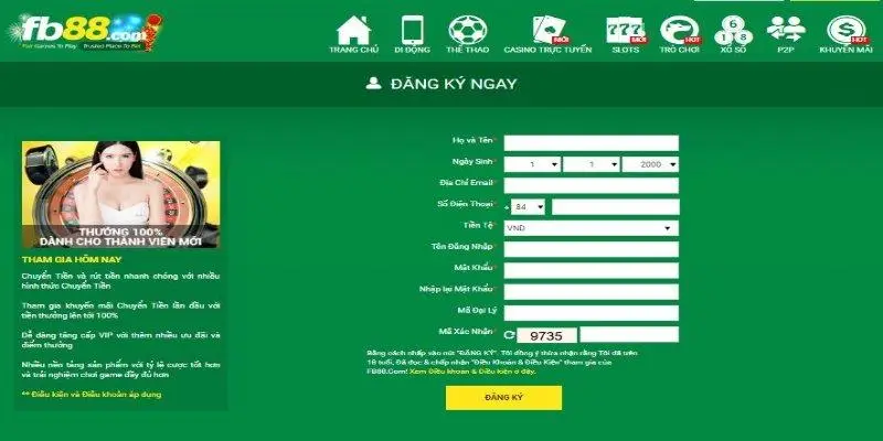 Hướng dẫn FB88 chi tiết cho tân thủ tham gia đổi thưởng 2 Hướng dẫn mở tài khoản tại nhà cái FB88
