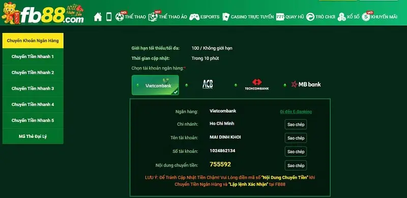 Hướng dẫn cách nạp tiền FB88 chính xác và hiệu quả nhất 3 Truy cập vào giao diện nhà cái FB88 và đăng nhập tài khoản của người chơi